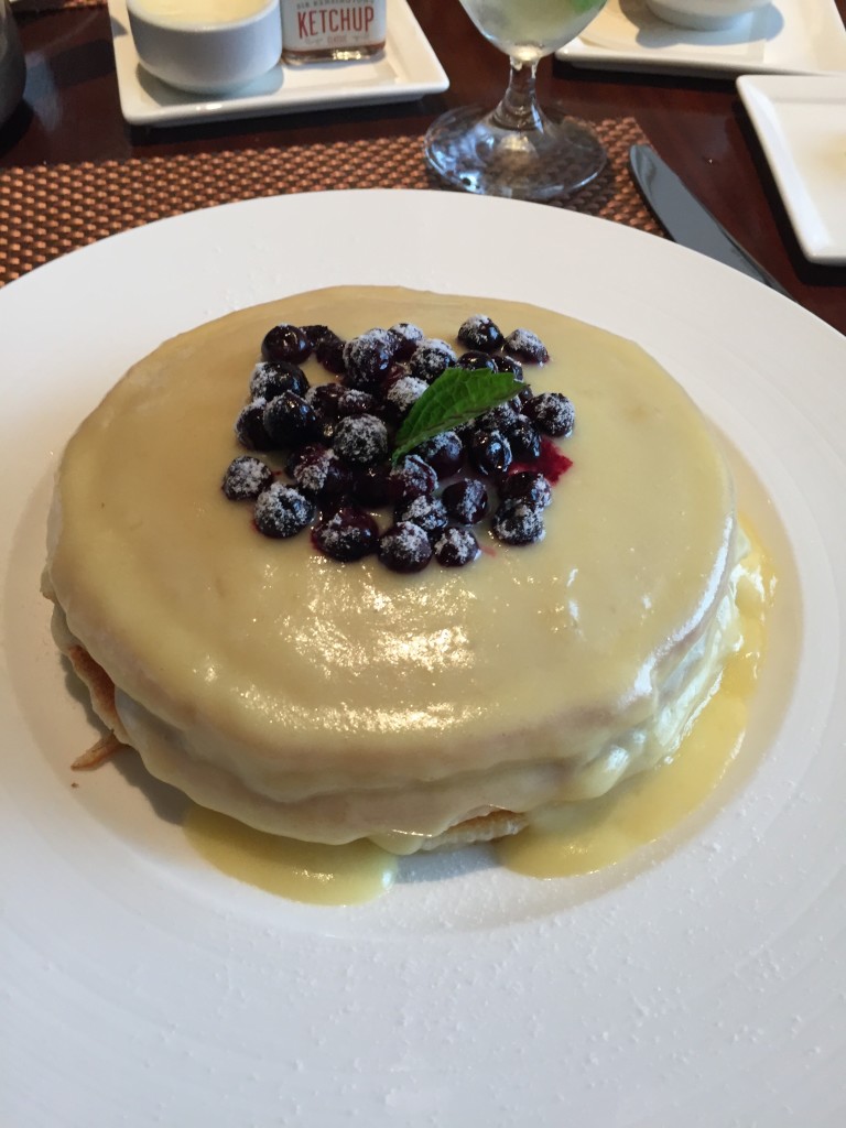 photo of lemon blueberry pancakes served at the St Regis hotel in Atlanta, GA