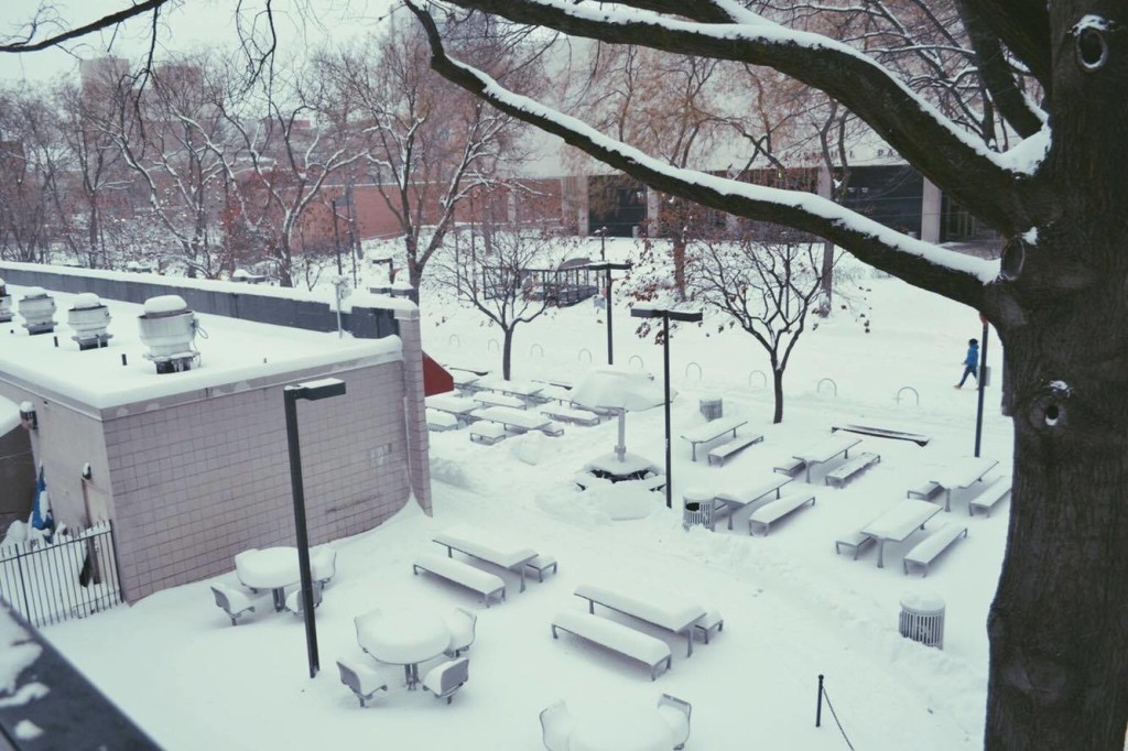 Photo of Temple University during a snowstorm
