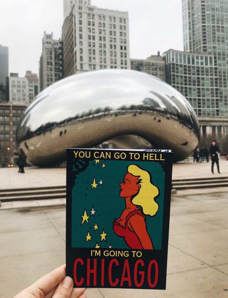 You can go to hell I'm going to Chicago postcard